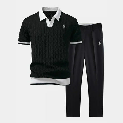 RALPH LAUREN - Polo met V-hals en slim fit broek