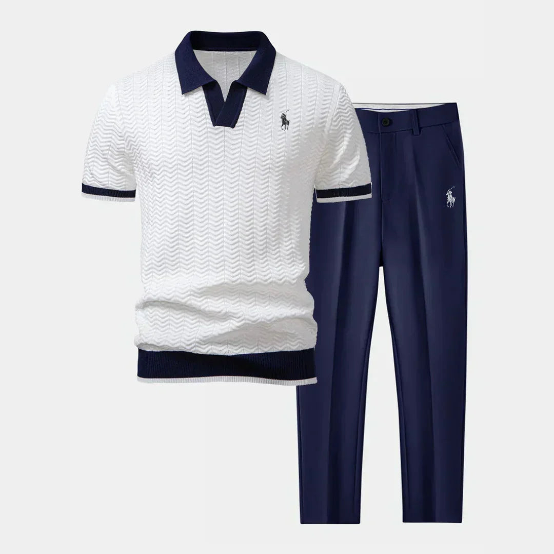 RALPH LAUREN - Polo met V-hals en slim fit broek