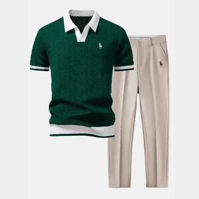 RALPH LAUREN - Polo met V-hals en slim fit broek