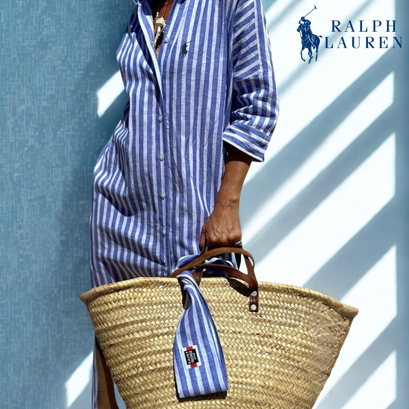 ᏒᎪᏞᏢᎻ ᏞᎪՍᏒЕΝ - Gestreepte overhemdjurk met strikceintuur