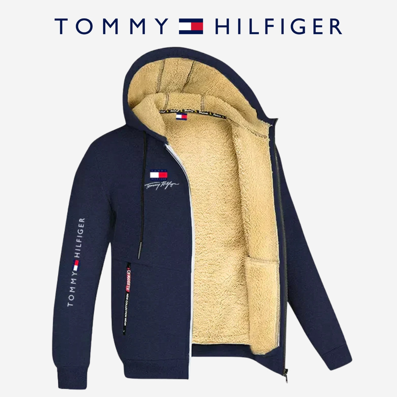 Sherpa-gevoerde hoodie met rits || Magazijnopruiming