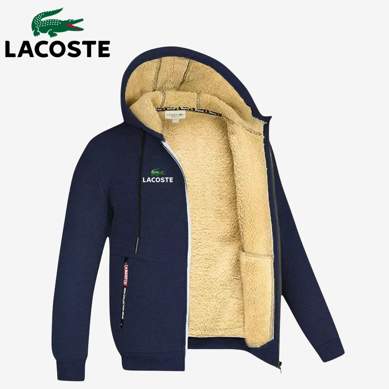 Sherpa-gevoerde hoodie met rits || Magazijnopruiming