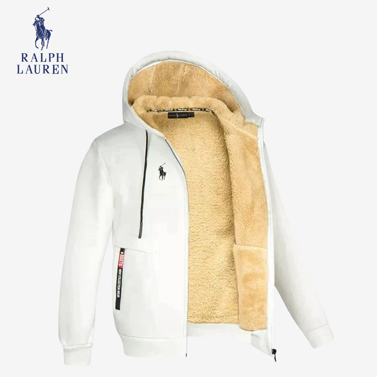 Sherpa-gevoerde hoodie met rits || Magazijnopruiming