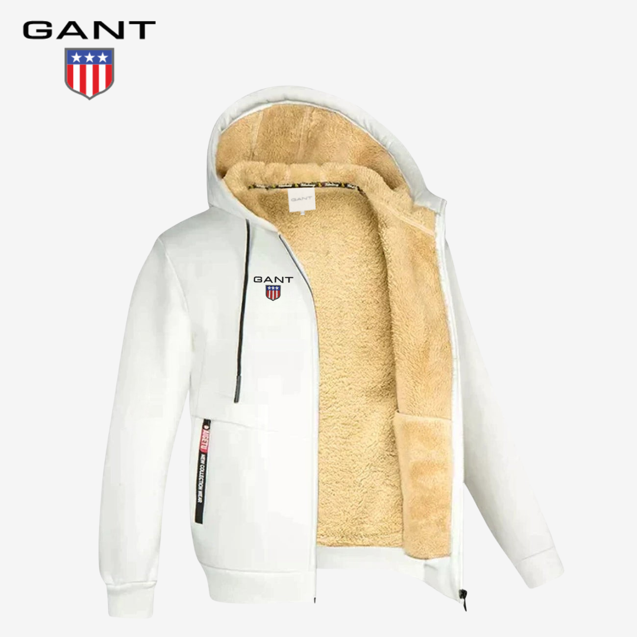 Sherpa-gevoerde hoodie met rits || Magazijnopruiming