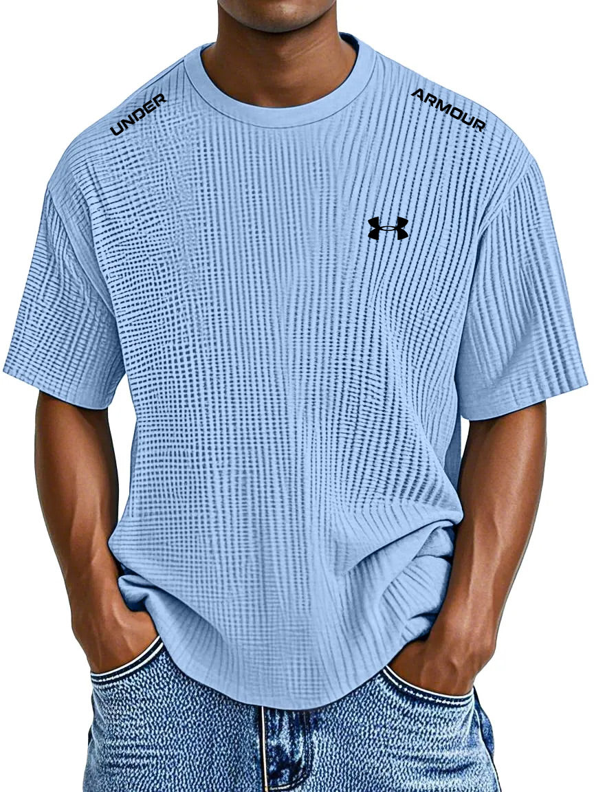 ՍΝᎠΕᏒ ΑᏒᎷОՍᏒ - Casual T-shirt met reliëf ronde halslijn