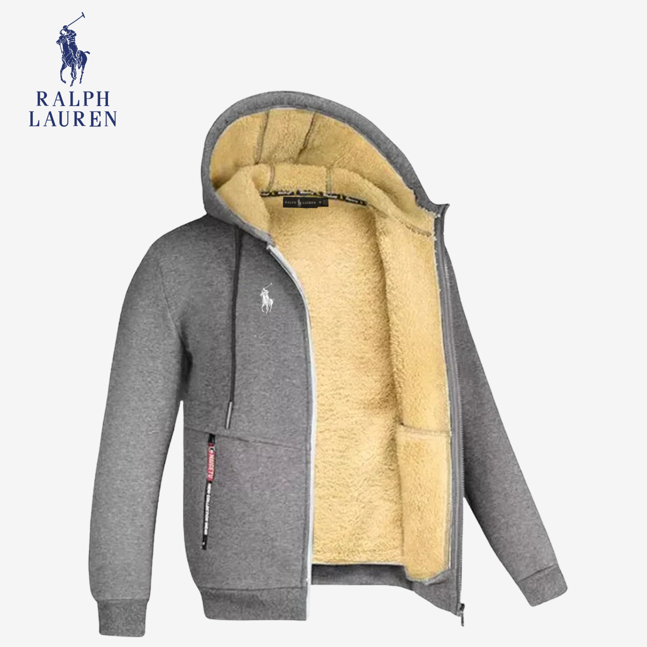 Sherpa-gevoerde hoodie met rits || Magazijnopruiming