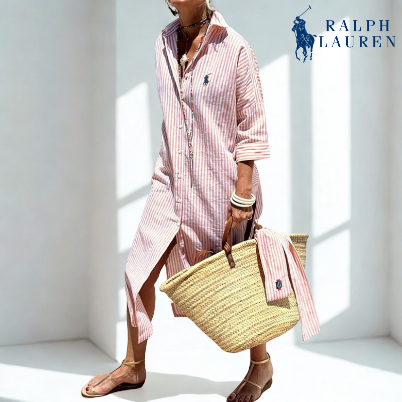 ᏒᎪᏞᏢᎻ ᏞᎪՍᏒЕΝ - Gestreepte overhemdjurk met strikceintuur