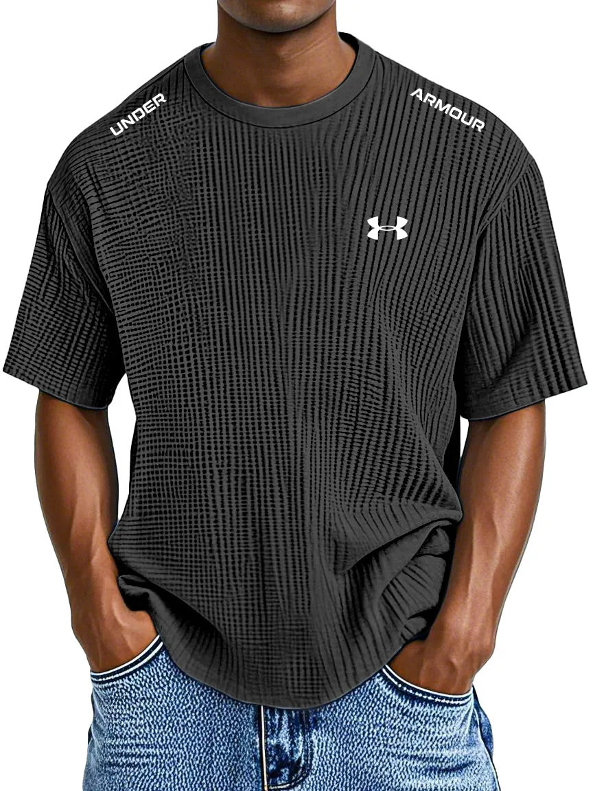 ՍΝᎠΕᏒ ΑᏒᎷОՍᏒ - Casual T-shirt met reliëf ronde halslijn